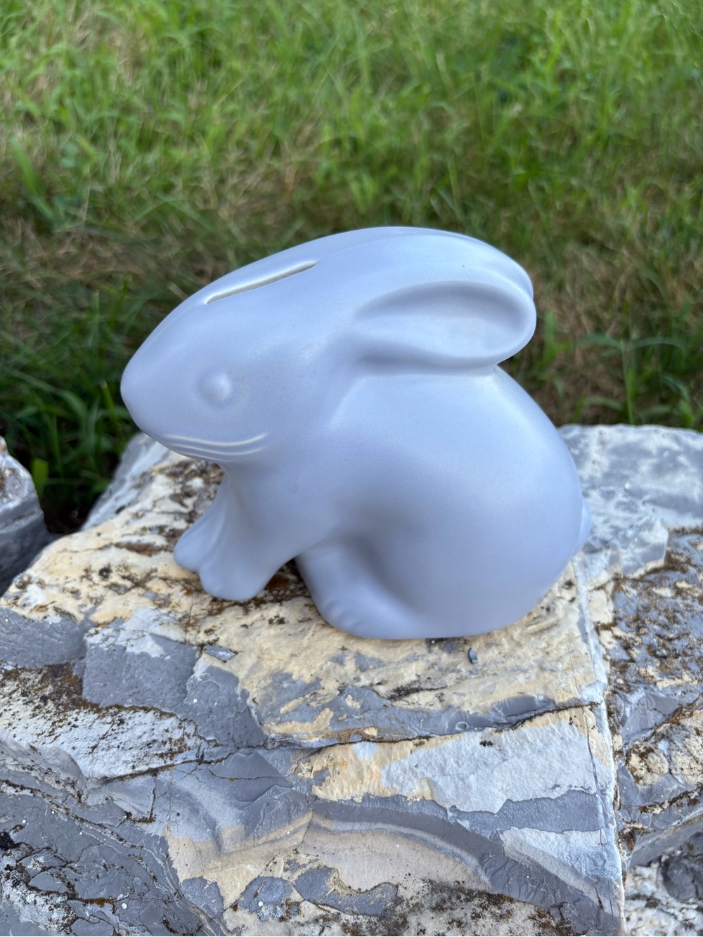 Cute Light Gray Bunny Ceramic Money Bank - Home Accents Kid’s Banks Good Clean